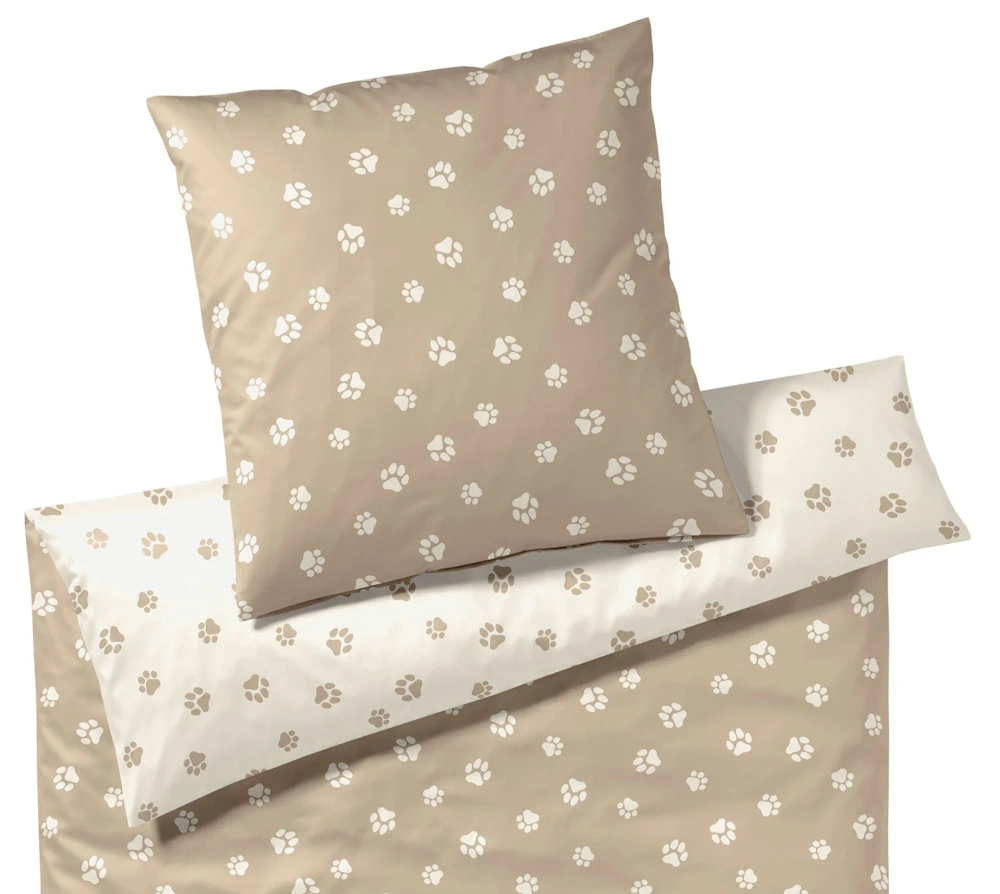 Elegante Comfort Satin Bettwäsche Paws 155 x 220 cm