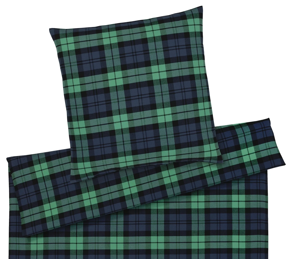 Elegante Flanell Bettwäsche Sheffield Flaschen-Grün 155 x 220 cm