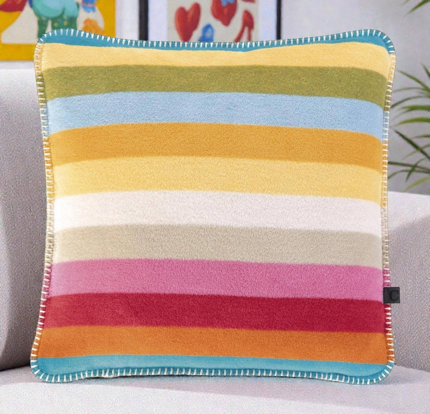 Cawö Kissenhülle Lifestyle Blockstreifen 70081 Multicolor 50 x 50 cm