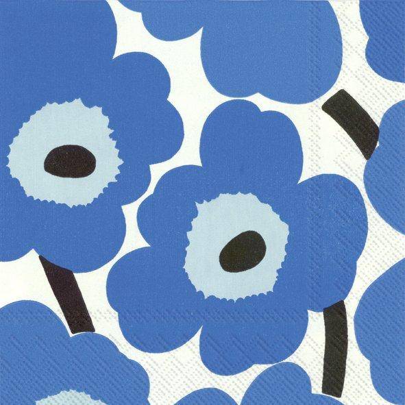 ihr Cocktail Servietten Marimekko Unikko Blue 25 x 25 cm