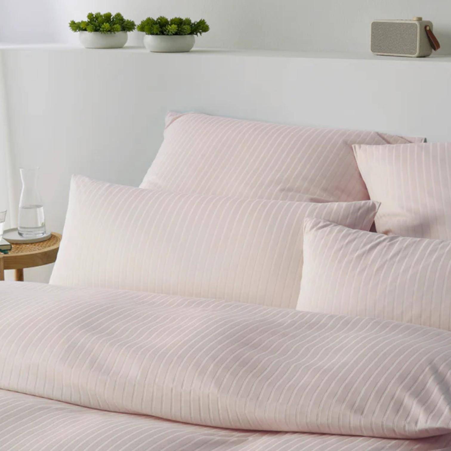 Elegante Jersey Bettwäsche Solid Stripe Rose 135 x 200 cm