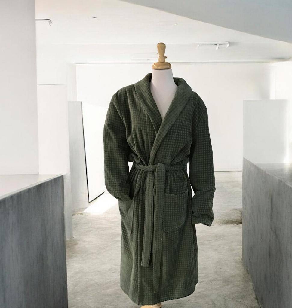 Cawö Herren Bademantel Kimono 6508 Farbe Grün Größe 52