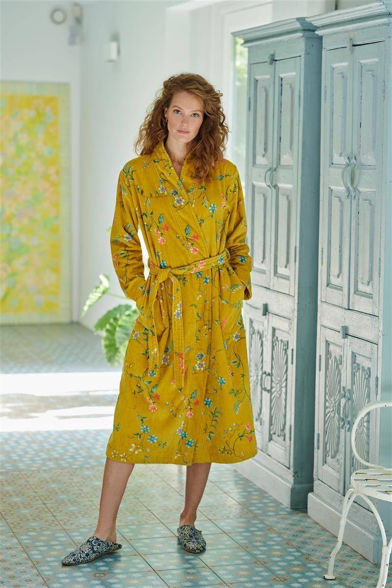 PiP Studio Bademantel Les Fleurs in Yellow - Größe L