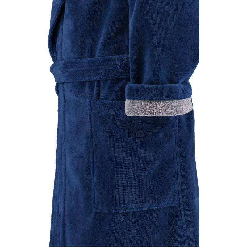 Cawö Bademantel Herren Luxury Basics 831 Col. 13 in Blau Größe 52