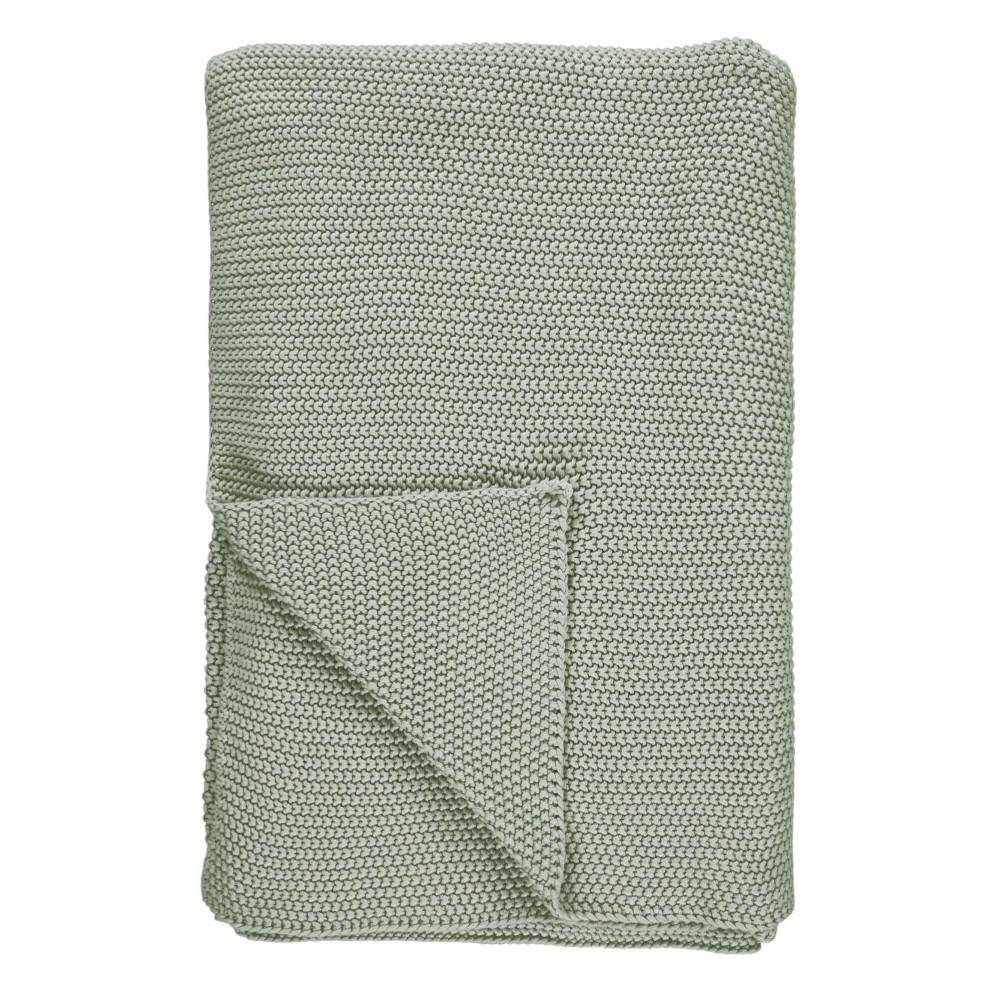 Marc O’Polo Plaid Nordic Knit Garden Green, gestrickte Wohndecke 130 x 170 cm