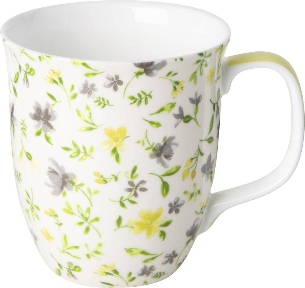 Ihr Bone China Becher Fleurs Grey Yellow