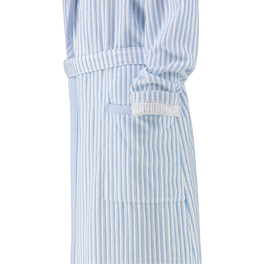 Cawö Damen Bademantel Schalkragen gestreift in Weiß/Bleu Größe 36