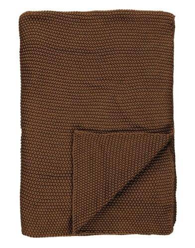 Marc O'Polo Plaid Nordic Knit Toffee Brown 130 x 170 cm