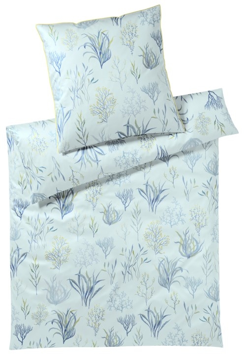 Elegante Baumwollsatin Bettwäsche Reef Aquagrün 155 x 220 cm
