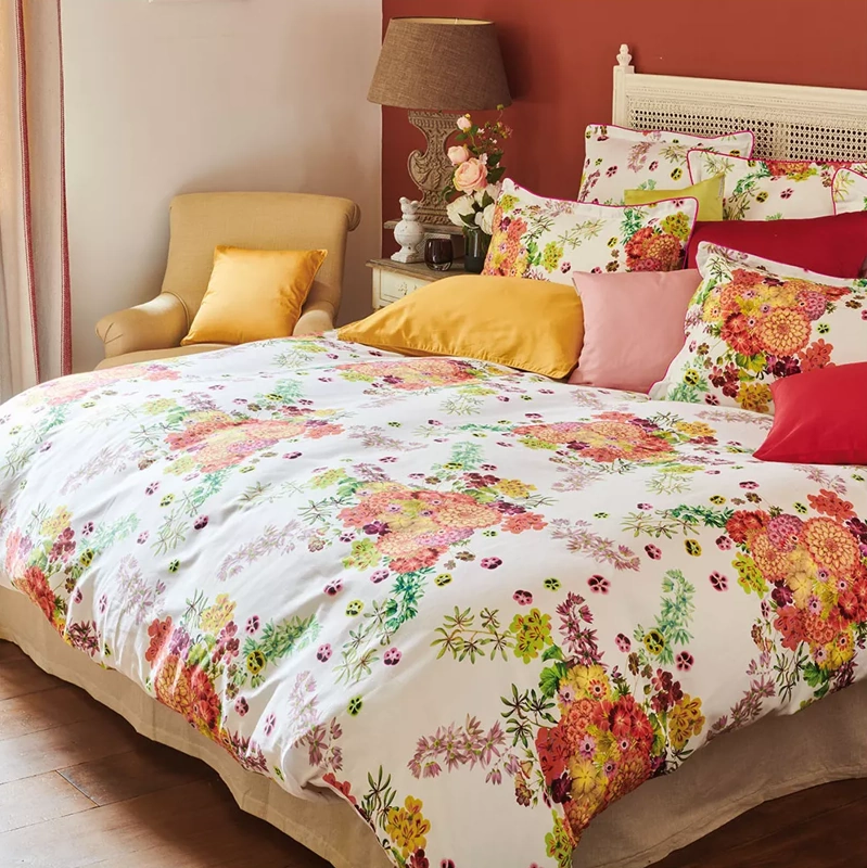 Garnier Thiebaut Kissenbezug zur Bettwäsche BOUQUET DE PRINTEMPS Floraison 80 x 80 cm