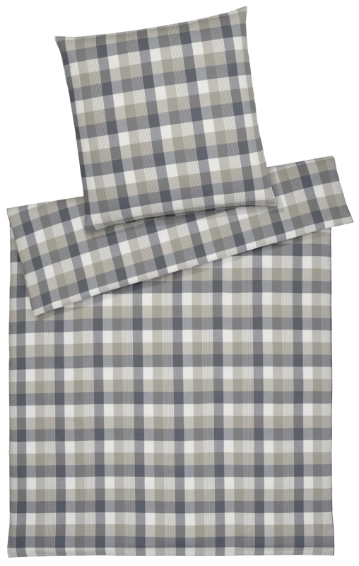 Elegante Flanell Bettwäsche Watson Anthrazit 155 x 220 cm