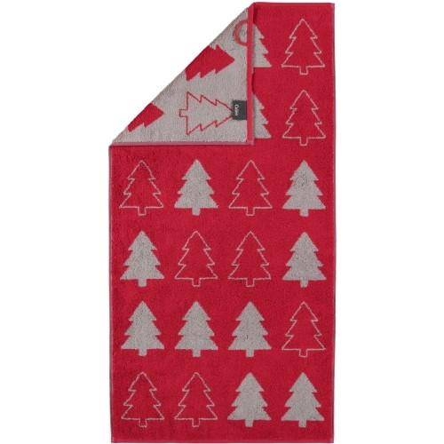 Cawö Handtuchserie Christmas Edition 958 Tannenbäume Bordeaux Seiftuch 30 x 30 cm (3er Set)