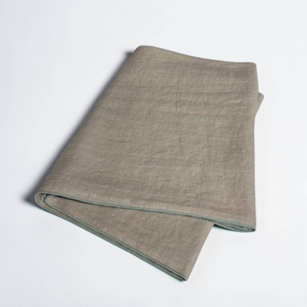 Vaitkute Leinen Tischdecke "Vilnia" Natur - Mint umkettelt 145 x 250 cm