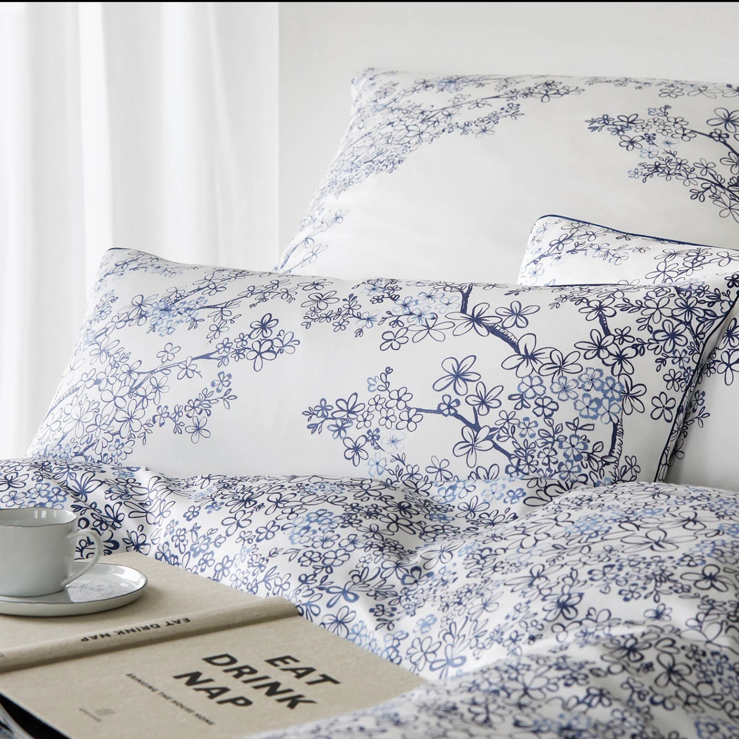 Elegante Comfort Satin Bettwäsche Belle Indigo 155 x 220 cm