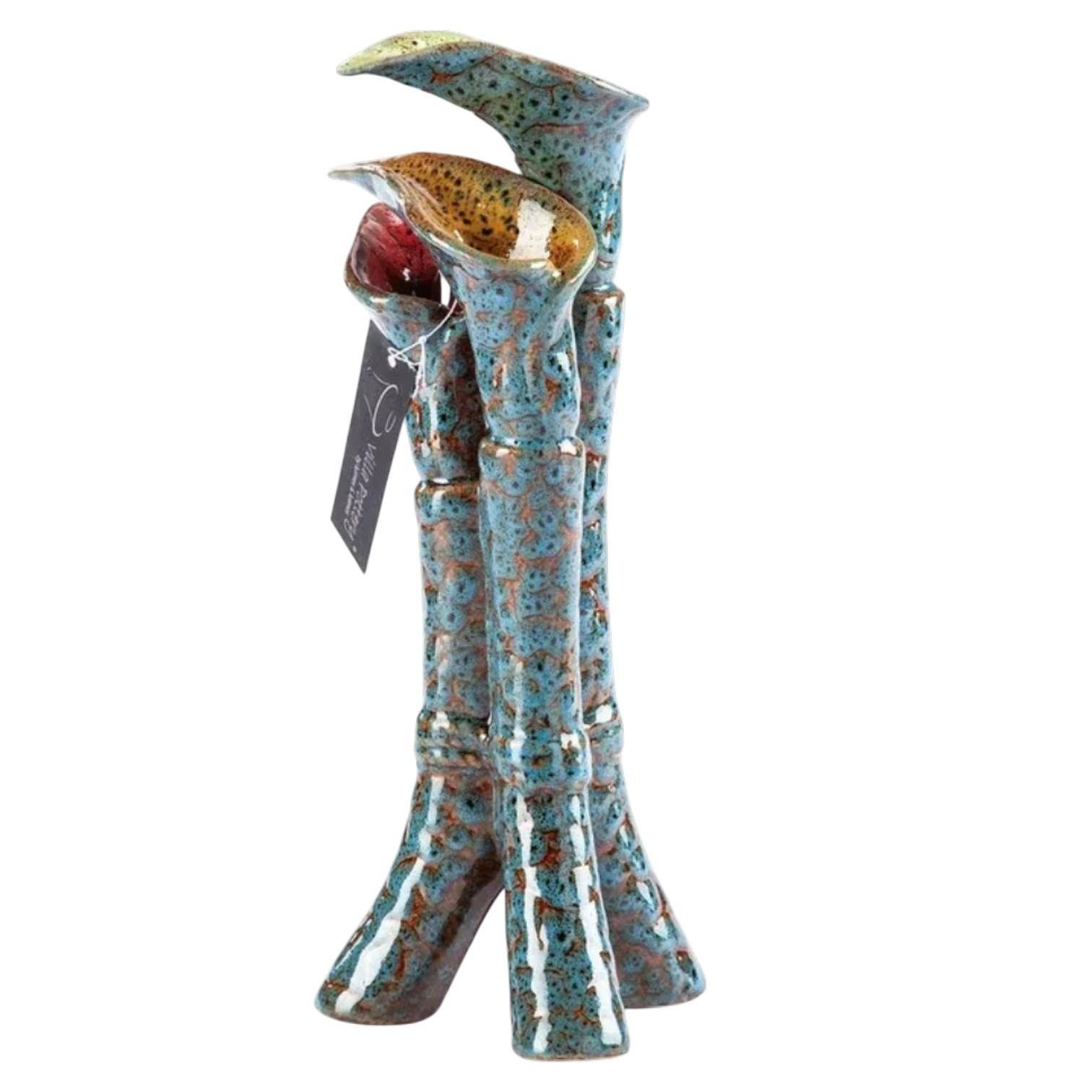 Luimes Vase in Blau mit strukturierter Oberfläche, modernes Design, ca. 33 cm