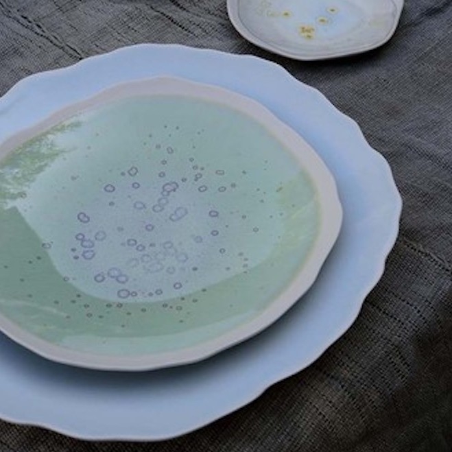 Jars Keramik Plume Fb.Vert Precieux Salatschüssel 28 cm
