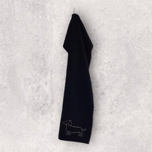 Cawö Frottiertuchserie We love Dogs Dackelsilhouette Schwarz Duschtuch 80 x 150 cm