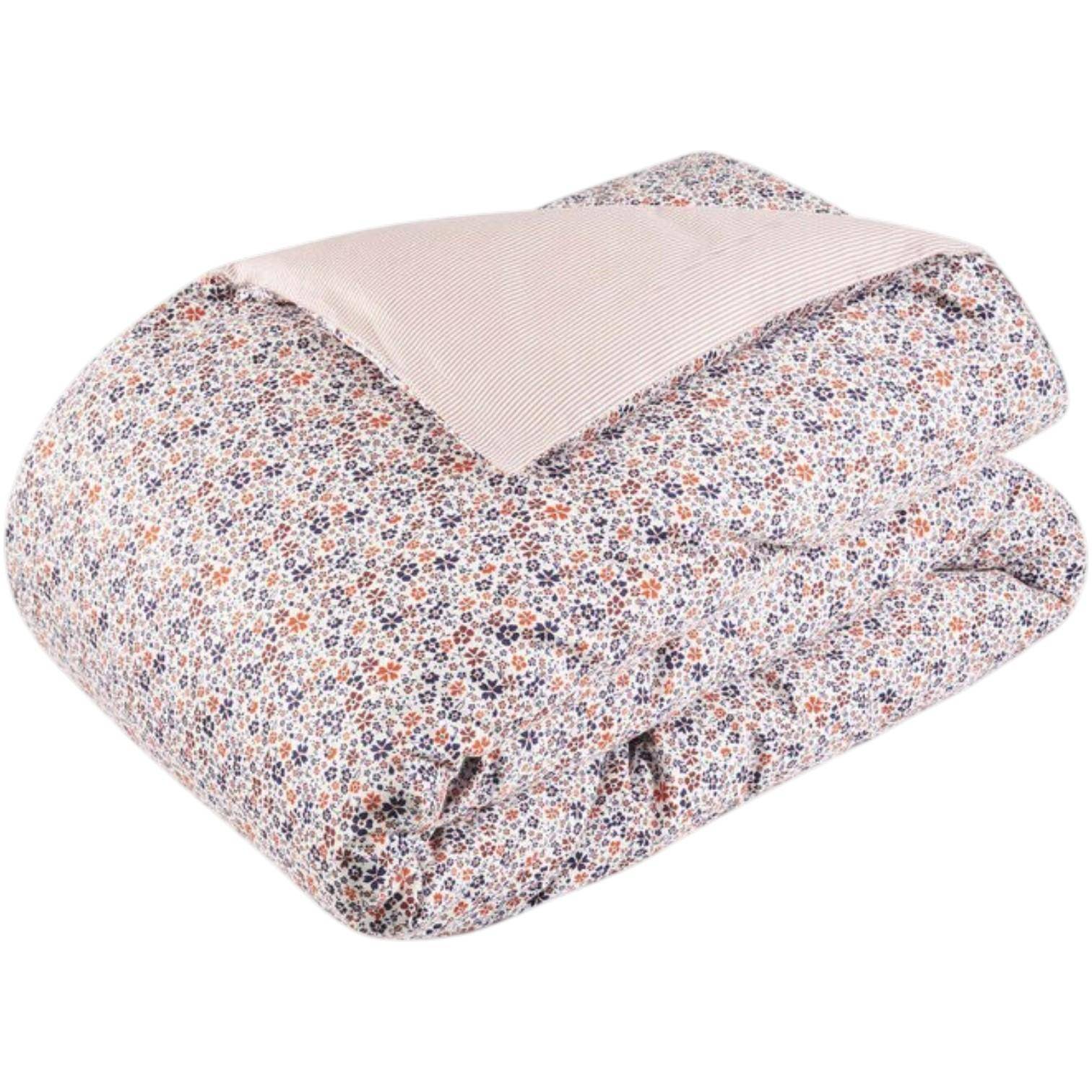 Tommy Hilfiger Bettwäsche Organic Satin Flowers Wine 155 x 220 cm