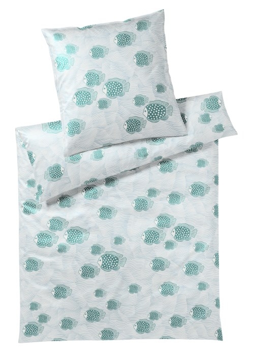 Elegante Baumwollsatin Bettwäsche Float Aquagrün 155 x 220 cm