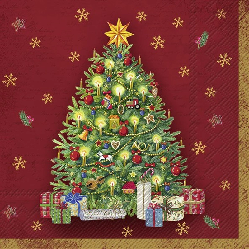 ihr Cocktail Servietten Festive Tree Red 25 x 25 cm