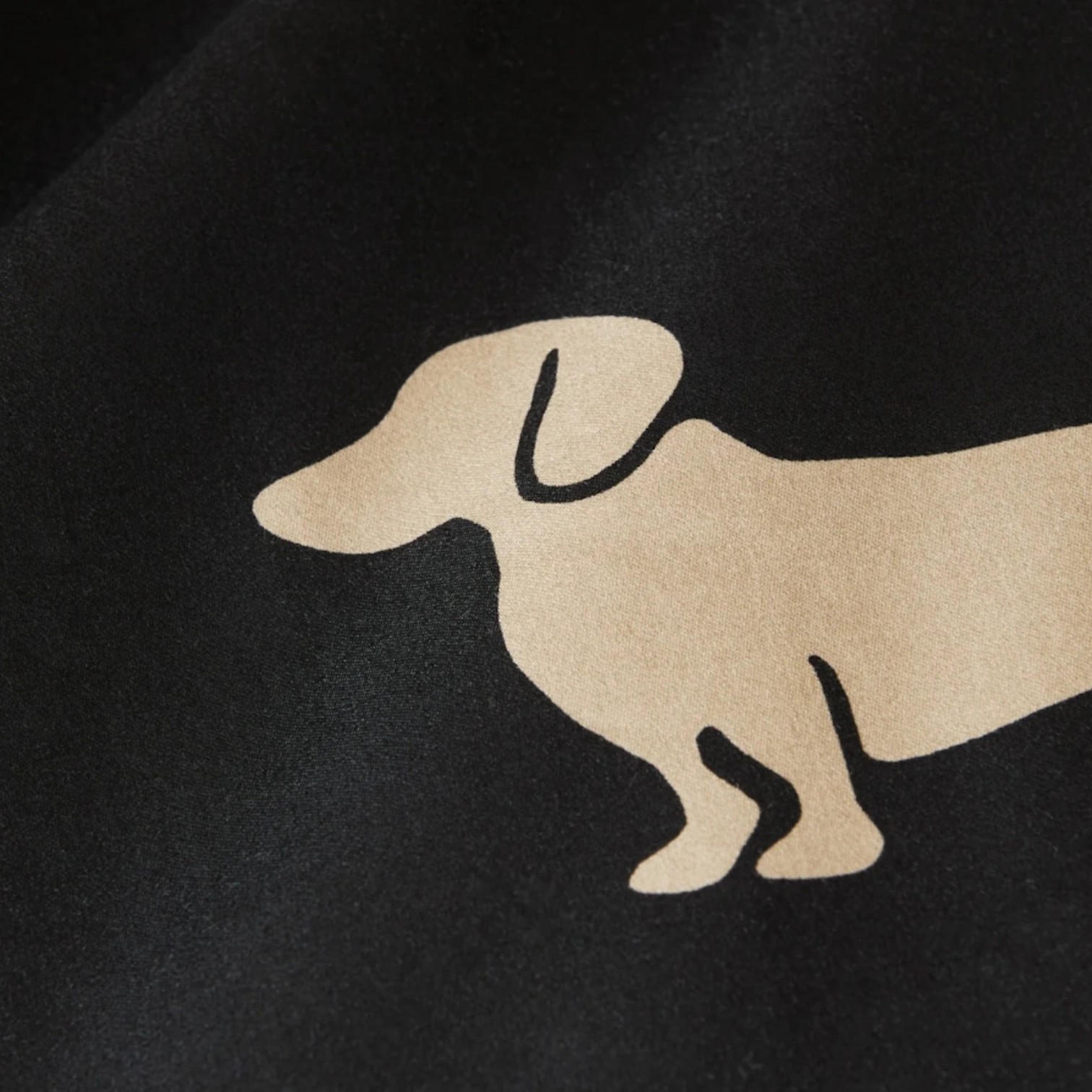 Elegante Comfort Satin Bettwäsche Dogs Schwarz/Beige 155 x 220 cm
