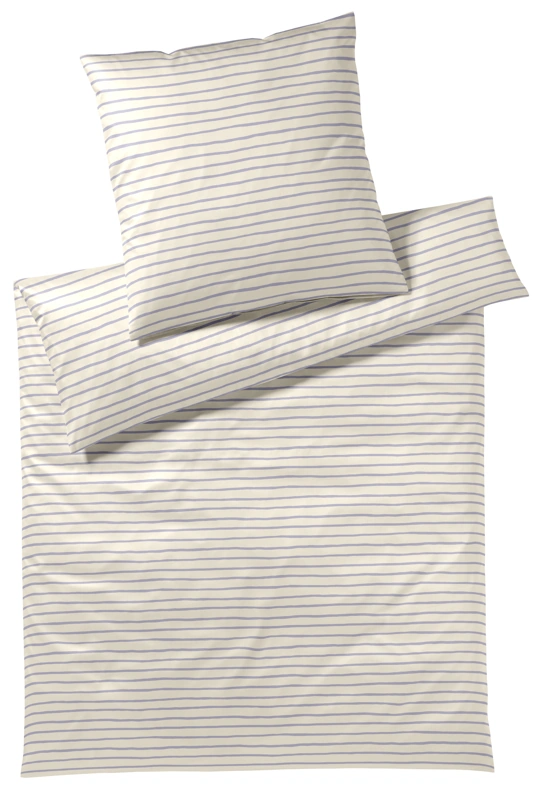 Elegante Mako Satin Bettwäsche Lines Flieder 135 x 200 cm