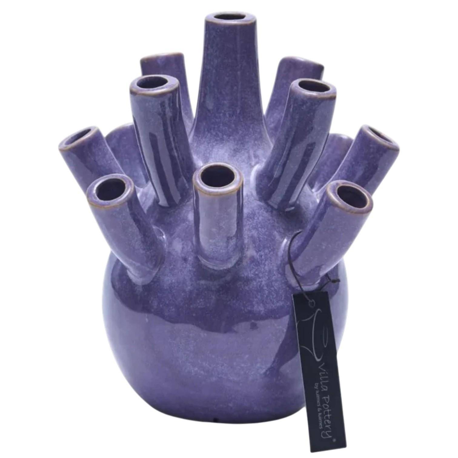 Luimes Vase in Lila mit glatter Oberfläche, organischem Design, ca. 22 cm