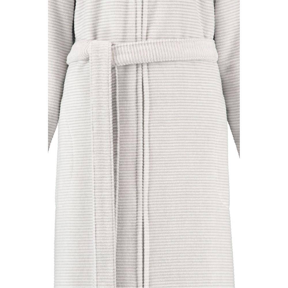 Cawö Damen Bademantel Kapuze mit Reißverschluss gestreift 6432 in Silber Größe 46