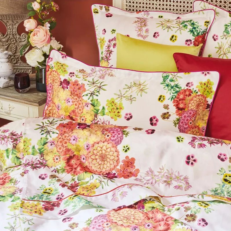 Garnier Thiebaut Kissenbezug zur Bettwäsche BOUQUET DE PRINTEMPS Floraison 80 x 80 cm