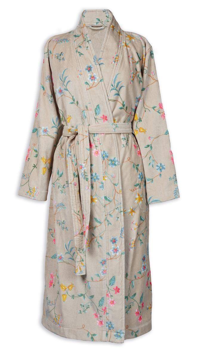 PiP Studio Bademantel Les Fleurs in Khaki - Größe M