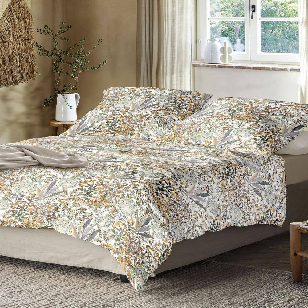 Irisette Bettwäsche Natural Bloom Gold/Weiß 135 x 200 cm