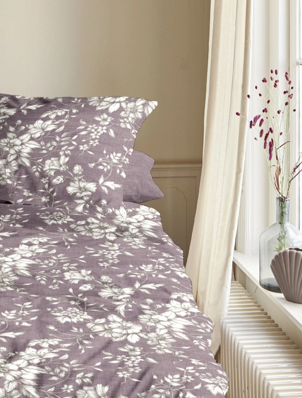 Irisette Flausch-Cotton Bettwäsche Blütenrausch Mauve 155 x 220 cm 