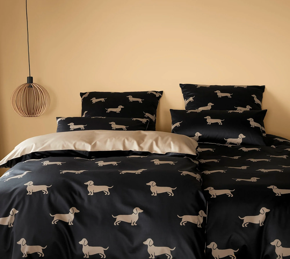 Elegante Comfort Satin Bettwäsche Dogs 135 x 200 cm
