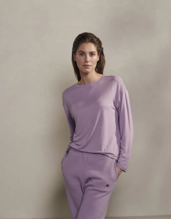 ESSENZA langärmeliges Top Denna Uni Purple Violet in XL