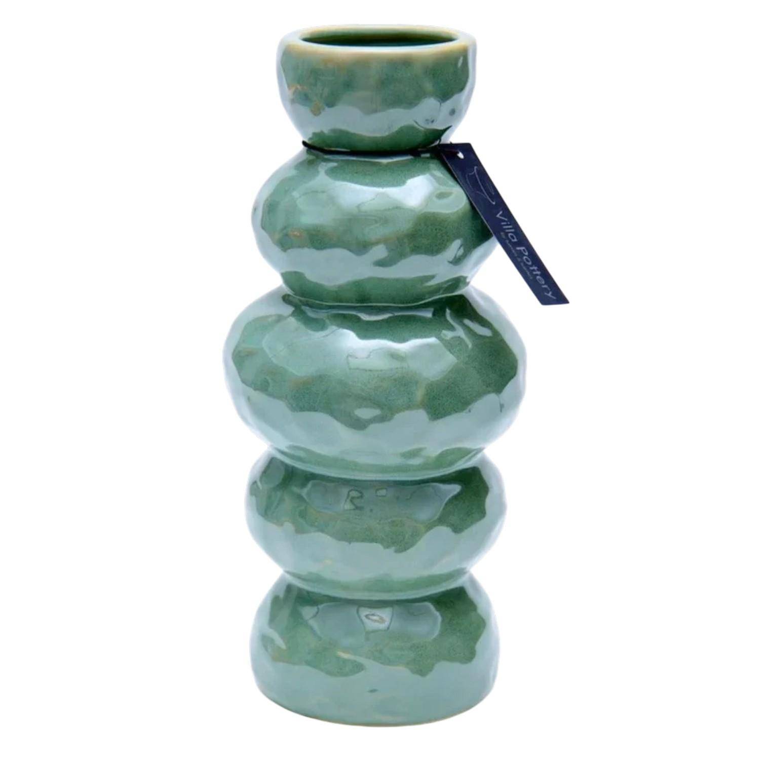 Luimes Vase in Grün mit glatter Oberfläche, organischem Design, ca. 30,2 cm  