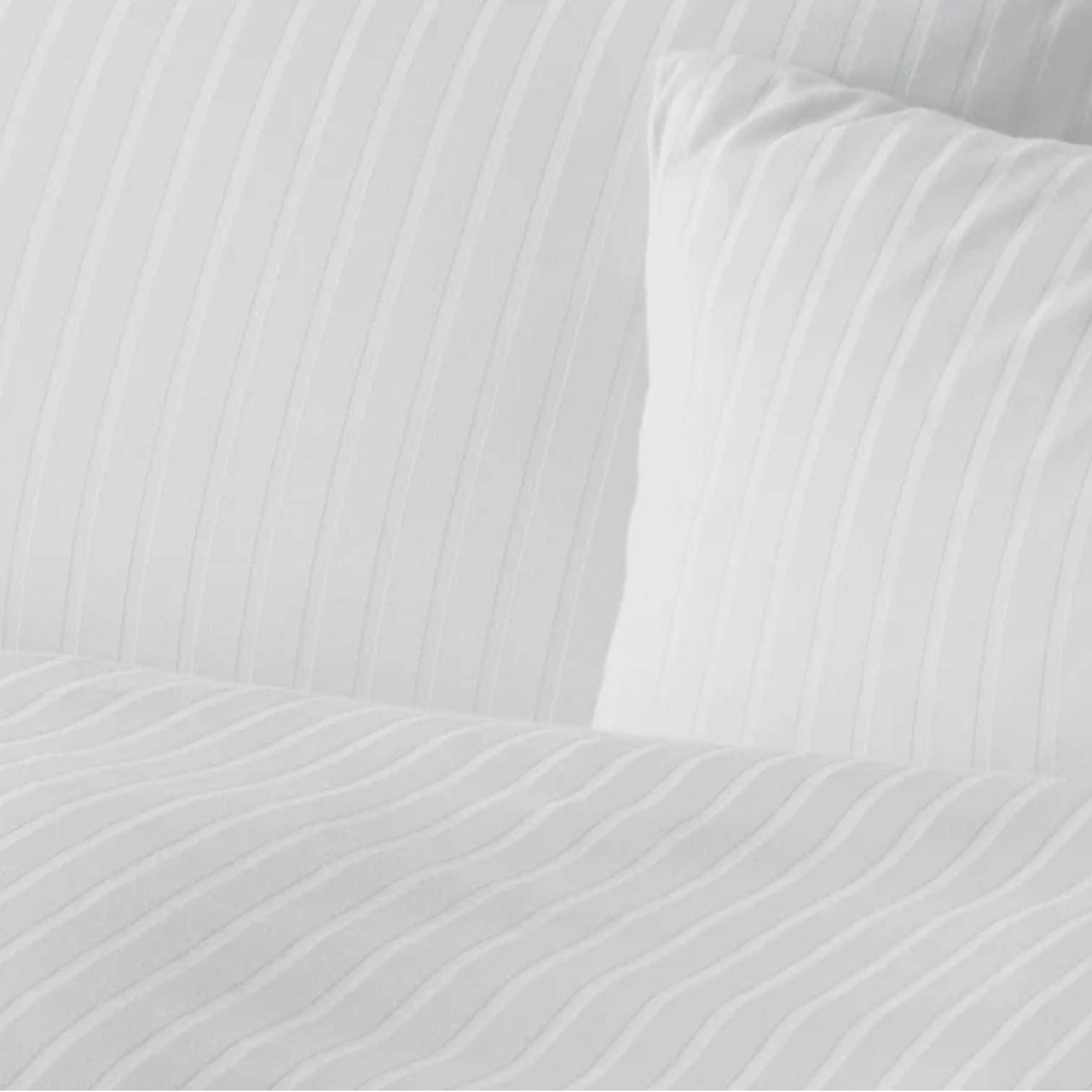Elegante Jersey Bettwäsche Solid Stripe Weiß 135 x 200 cm