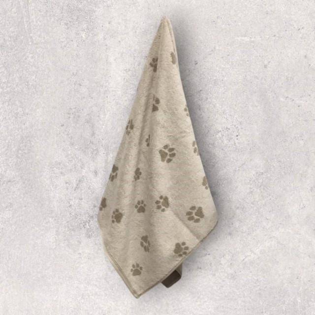 Cawö Frottiertuchserie We love Dogs Pfötchen Natur Handtuch 50 x 100 cm