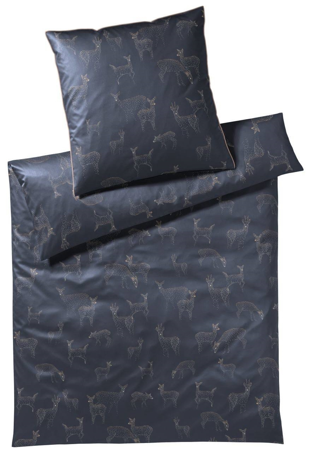 Elegante Mako Satin Bettwäsche Glitter Nachtblau 155 x 220 cm